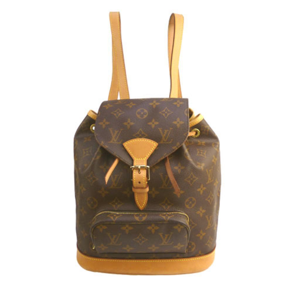 Louis Vuitton Montsouris MM Monogram Rucksack Backpack Brown Gold Metal Fittings